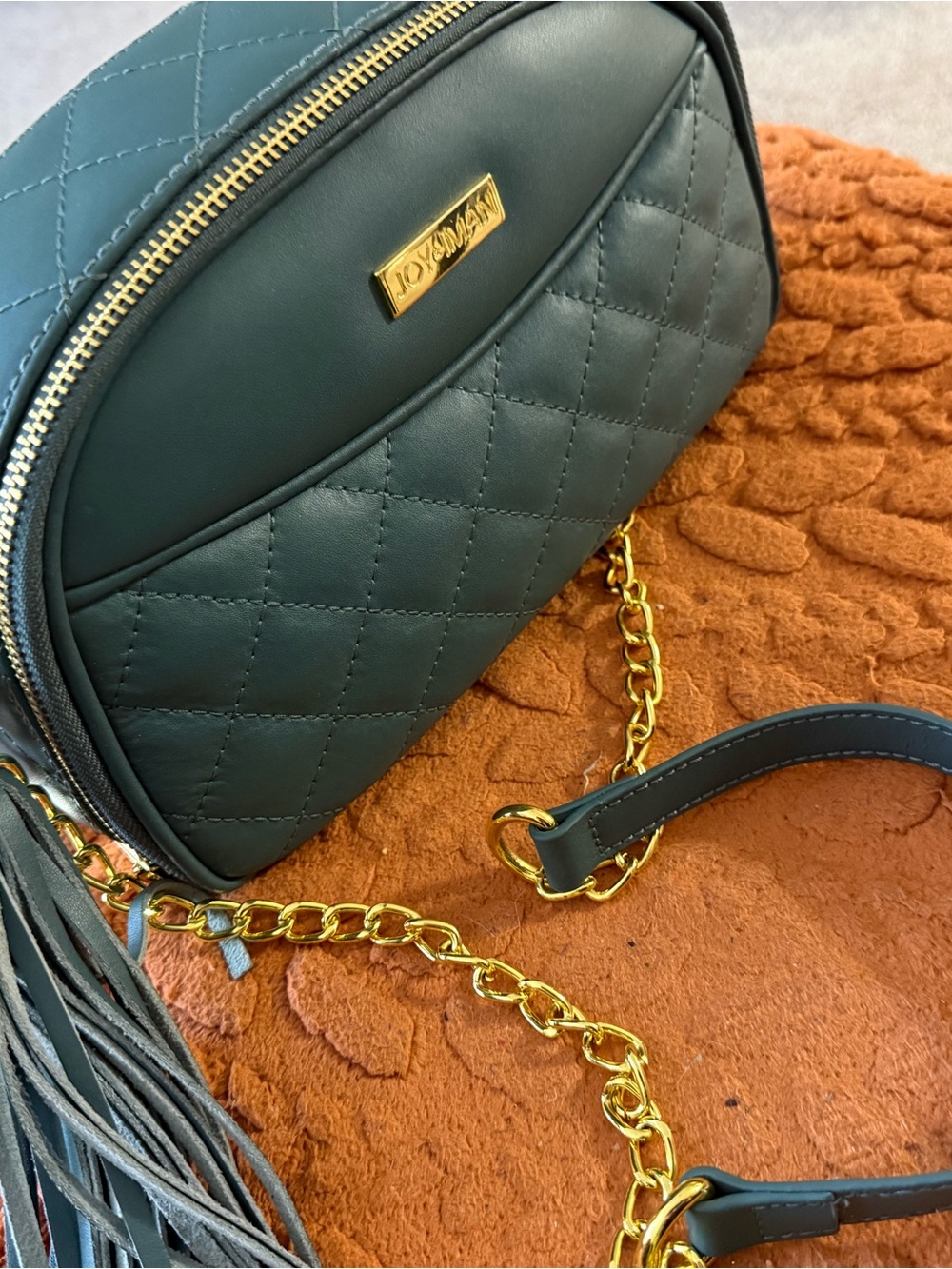 Quilted Black Crossbody with Gold Chain and Tassel